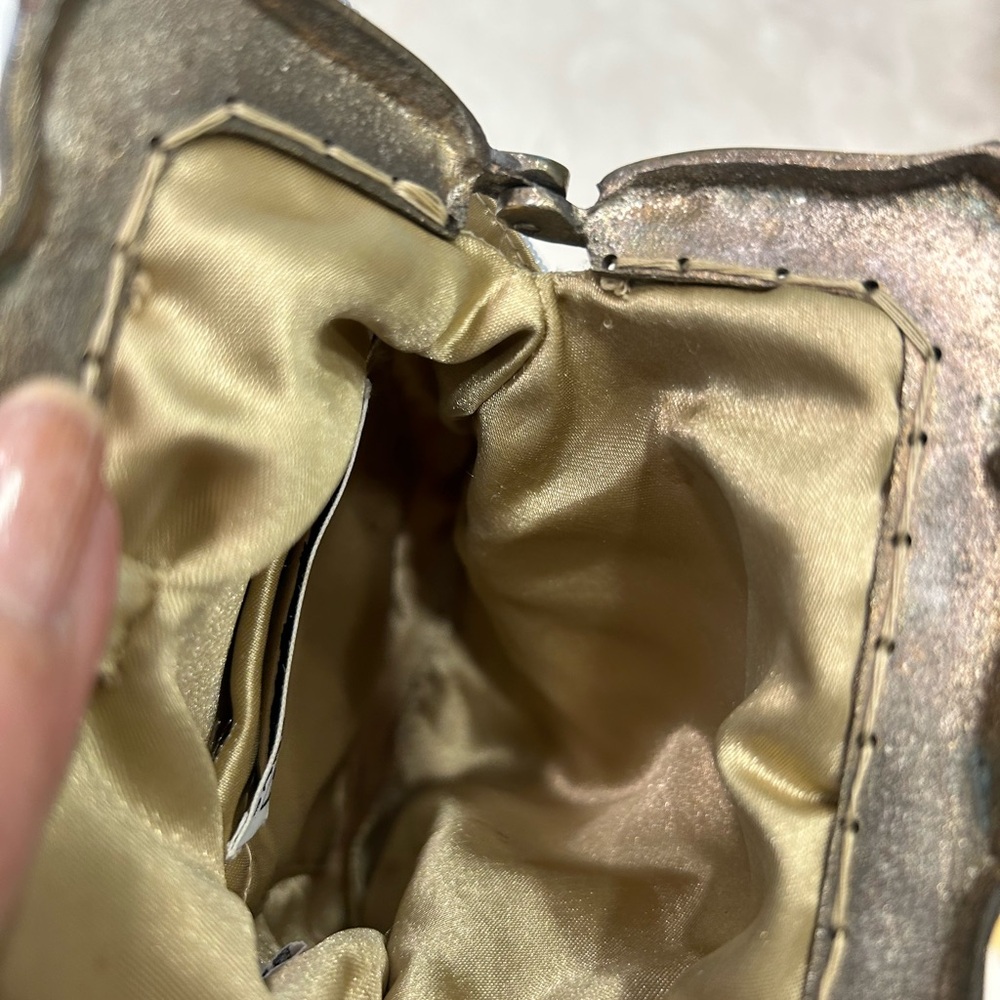 Saks Fifth Avenue Sequin and Beaded Evening Purse with attached mirror, clip top - Picture 13 of 14